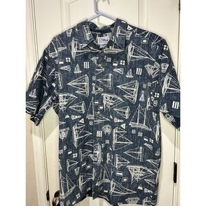 Reyn Spooner Hawaiian Shirt Mens Nautical Sailing Ocean boat Sz XL Button down
